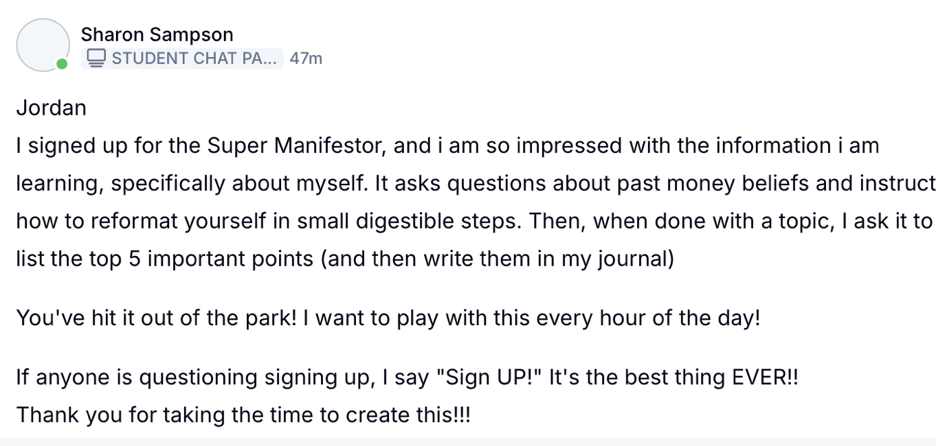Super Manifestor AI student review 7